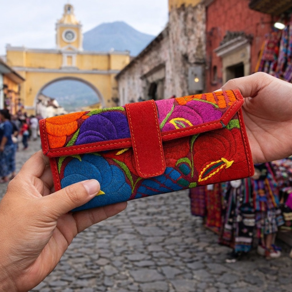 Colorful floral Embroidered Clutch wallet